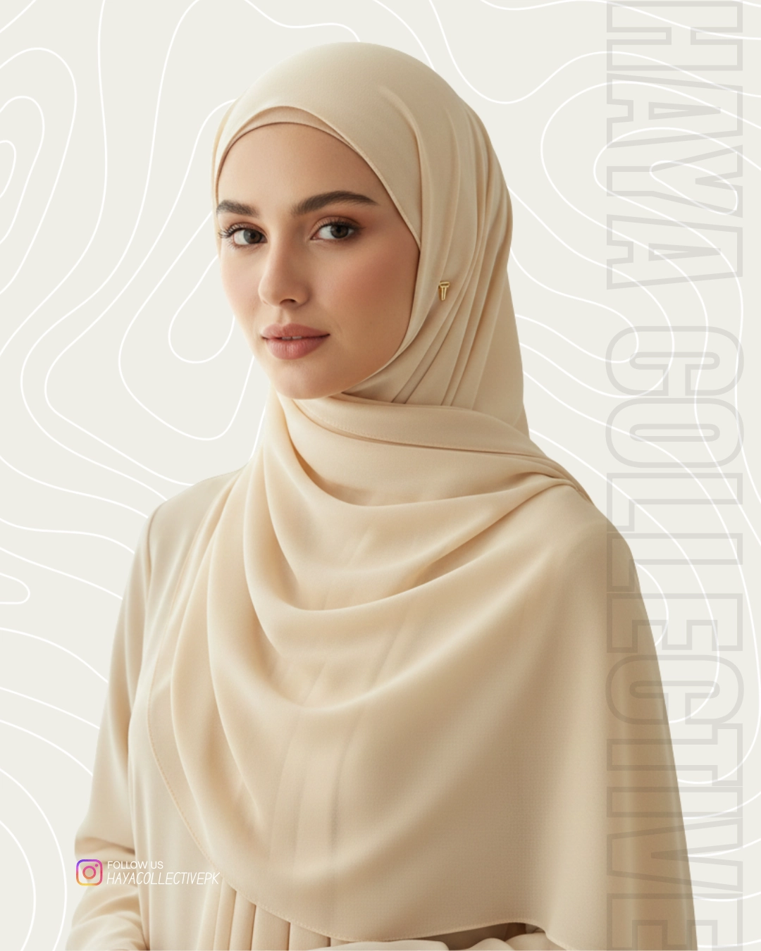 High-End Chiffon Hijab in cream for Sophisticated Modest Wear