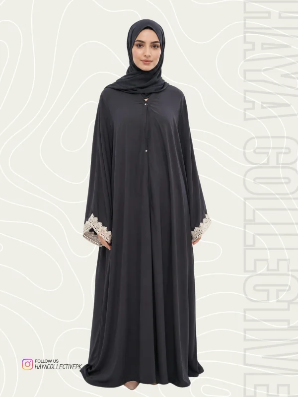 Black Premium Abaya Front View