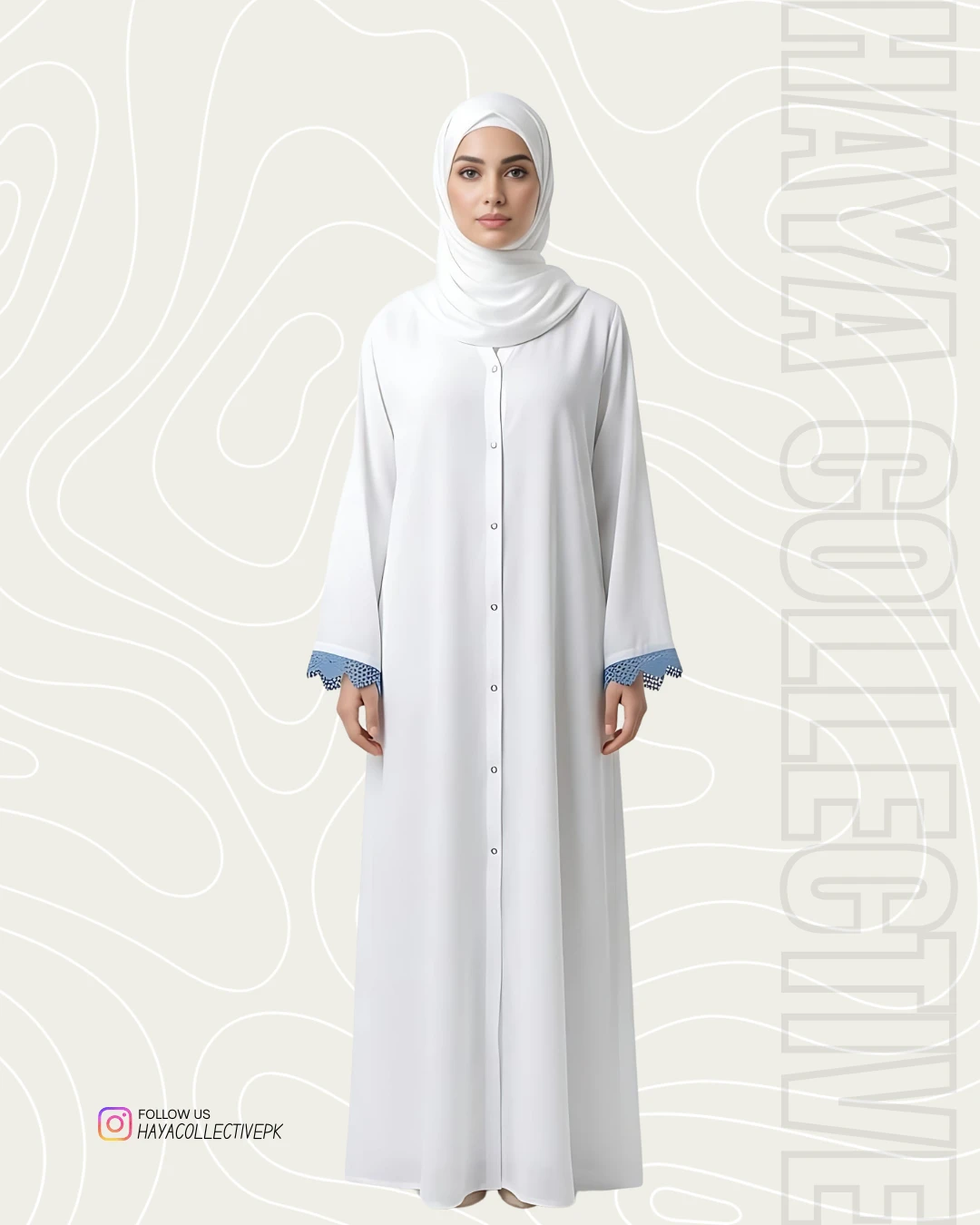 White Double Georgette Abaya for Women – Layered Modest Dress Pakistan