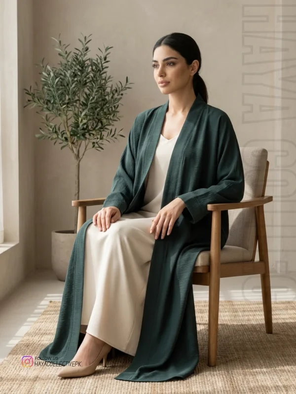 elegant abaya for women silk fabric side angle
