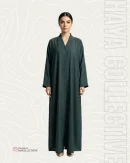 premium deep forest green abaya for women front view