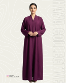 Full length modest plum abaya with loose flowy silhouette for formal and daily wear