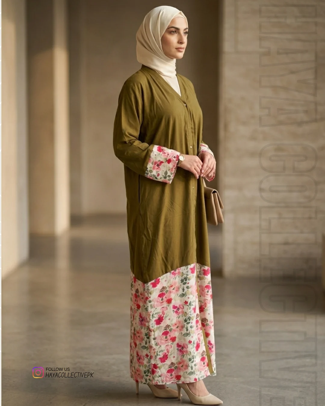 Stylish digital print abaya for women suitable for casual and formal wear