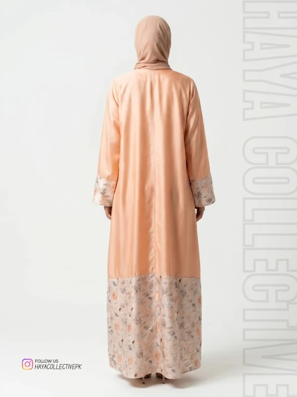 Full-length flowing silk abaya with modest elegant silhouette