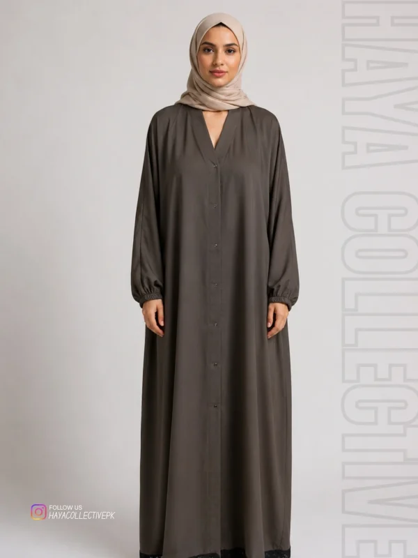 Premium Russian Grip taupe Abaya Abaya Front View
